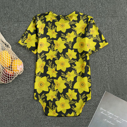 Daffodil And Mimosa Pattern Print Men's Bodysuit