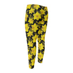 Daffodil And Mimosa Pattern Print Men's Compression Pants