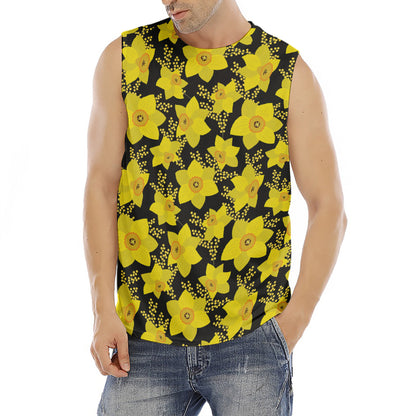 Daffodil And Mimosa Pattern Print Men's Fitness Tank Top