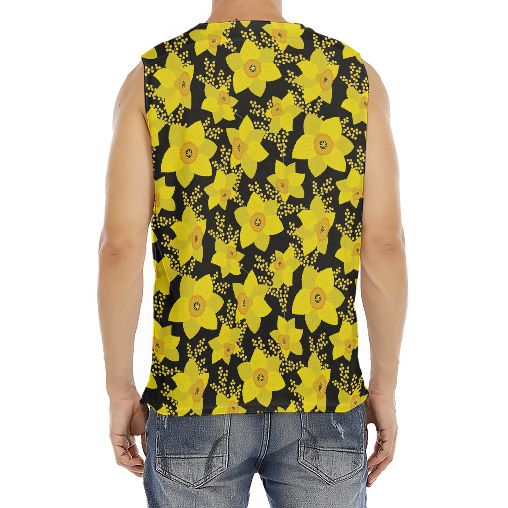 Daffodil And Mimosa Pattern Print Men's Fitness Tank Top