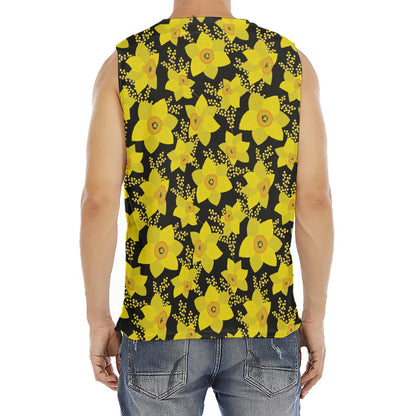 Daffodil And Mimosa Pattern Print Men's Fitness Tank Top