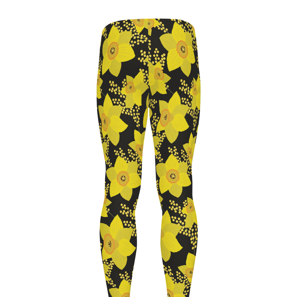 Daffodil And Mimosa Pattern Print Men's leggings