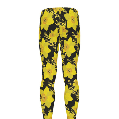 Daffodil And Mimosa Pattern Print Men's leggings