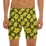 Daffodil And Mimosa Pattern Print Men's Long Boxer Briefs