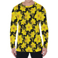 Daffodil And Mimosa Pattern Print Men's Long Sleeve T-Shirt