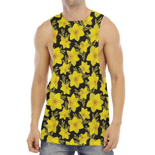 Daffodil And Mimosa Pattern Print Men's Muscle Tank Top