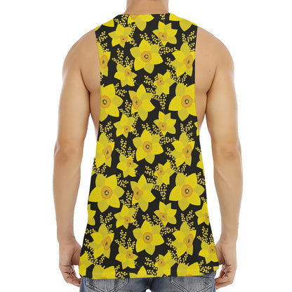 Daffodil And Mimosa Pattern Print Men's Muscle Tank Top
