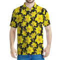 Daffodil And Mimosa Pattern Print Men's Polo Shirt