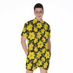 Daffodil And Mimosa Pattern Print Men's Rompers