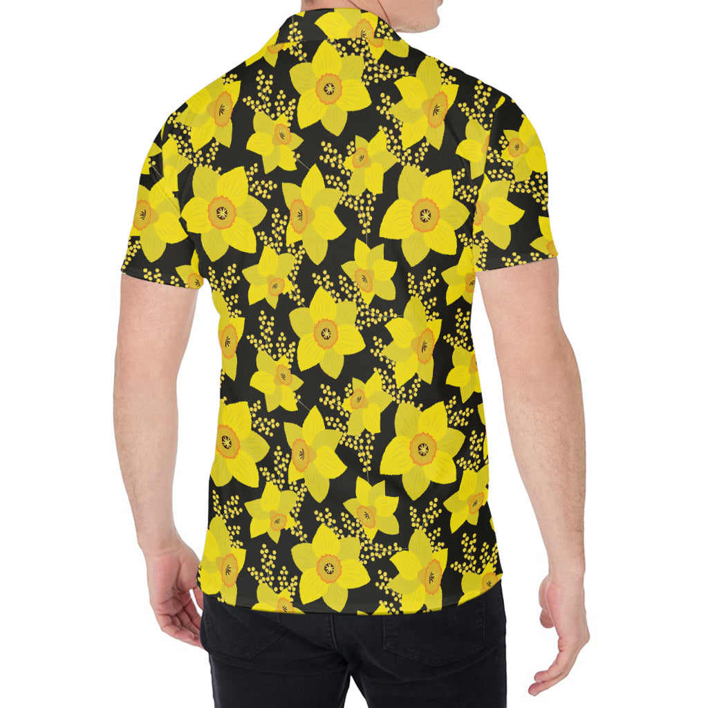 Daffodil And Mimosa Pattern Print Men's Shirt