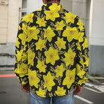 Daffodil And Mimosa Pattern Print Men's Shirt Jacket