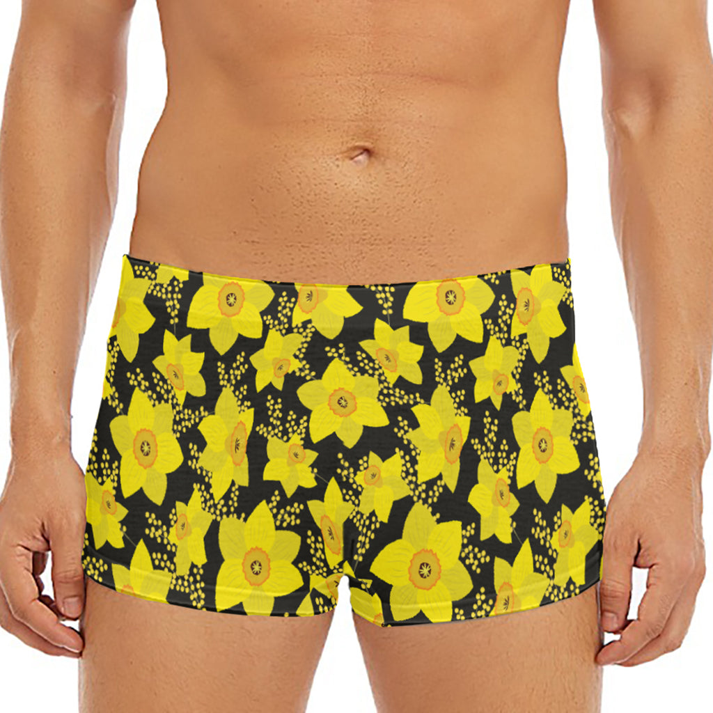 Daffodil And Mimosa Pattern Print Men's Short Boxer Briefs