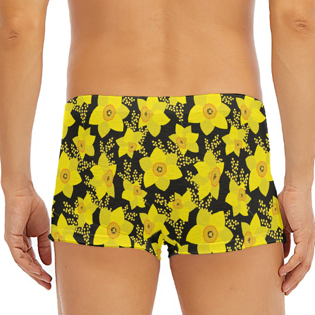 Daffodil And Mimosa Pattern Print Men's Short Boxer Briefs
