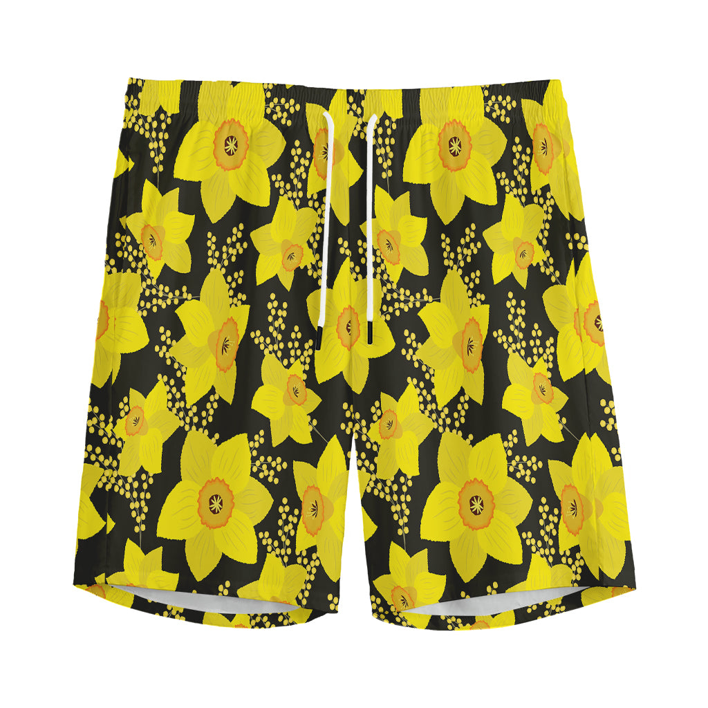 Daffodil And Mimosa Pattern Print Men's Sports Shorts