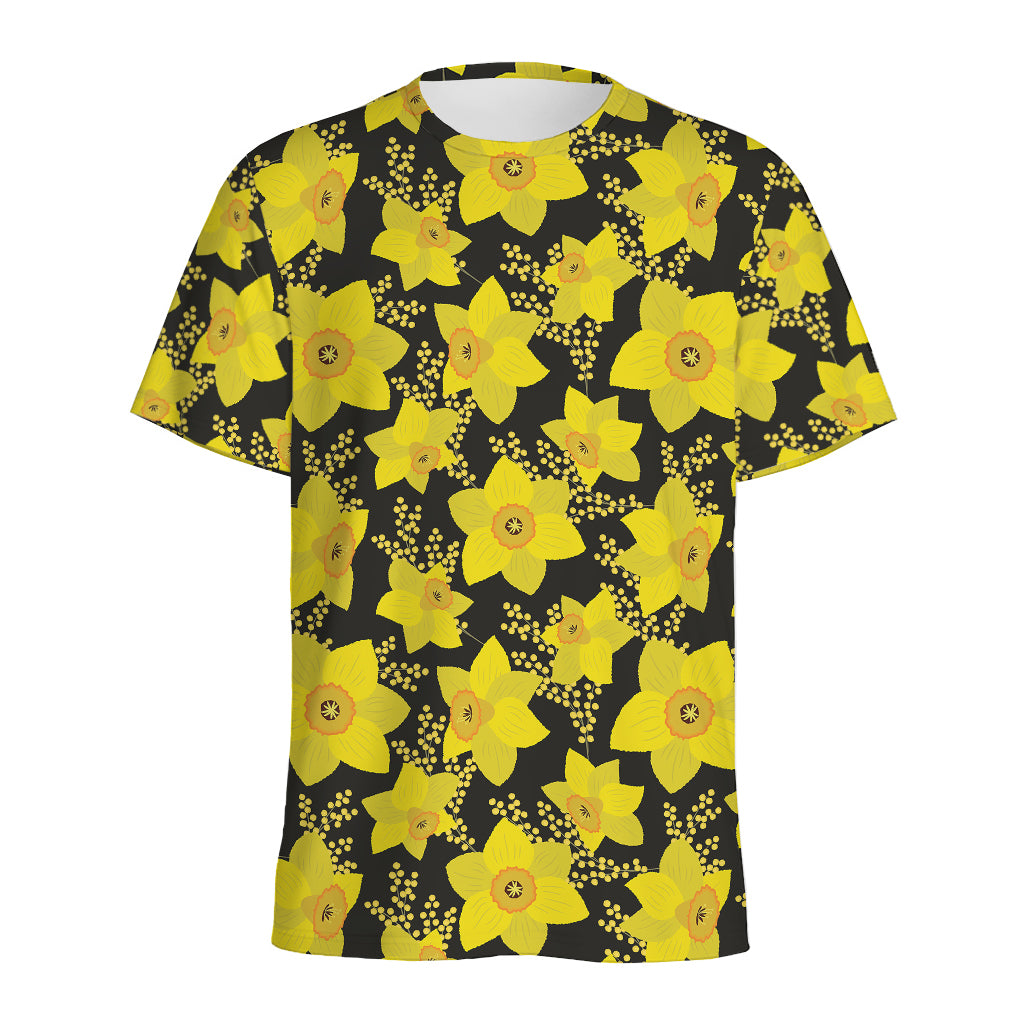 Daffodil And Mimosa Pattern Print Men's Sports T-Shirt