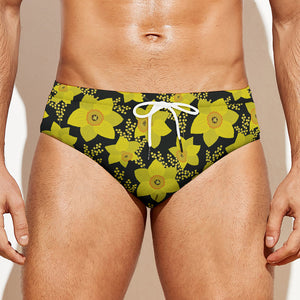 Daffodil And Mimosa Pattern Print Men's Swim Briefs