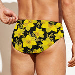 Daffodil And Mimosa Pattern Print Men's Swim Briefs