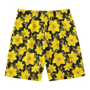 Daffodil And Mimosa Pattern Print Men's Swim Trunks