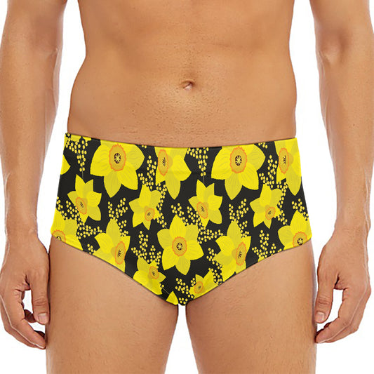 Daffodil And Mimosa Pattern Print Men's Triangle Swim Briefs