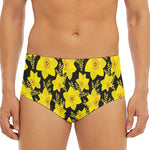 Daffodil And Mimosa Pattern Print Men's Triangle Swim Briefs