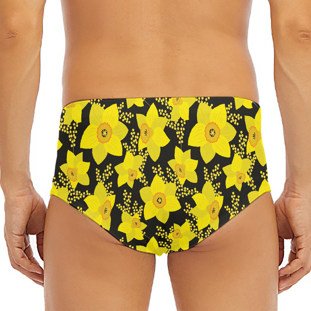 Daffodil And Mimosa Pattern Print Men's Triangle Swim Briefs