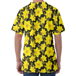 Daffodil And Mimosa Pattern Print Men's Velvet T-Shirt