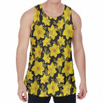 Daffodil And Mimosa Pattern Print Men's Velvet Tank Top