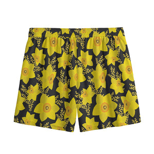 Daffodil And Mimosa Pattern Print Mesh Shorts
