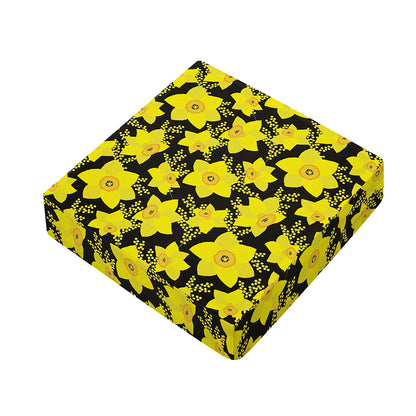 Daffodil And Mimosa Pattern Print Outdoor Seat Cushion Cover