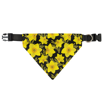 Daffodil And Mimosa Pattern Print Over The Collar Dog Bandana