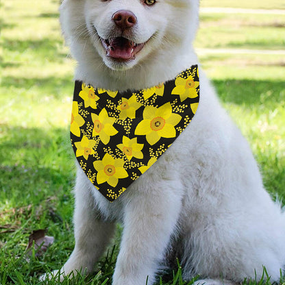 Daffodil And Mimosa Pattern Print Over The Collar Dog Bandana