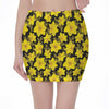 Daffodil And Mimosa Pattern Print Pencil Mini Skirt