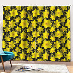 Daffodil And Mimosa Pattern Print Pencil Pleat Curtains