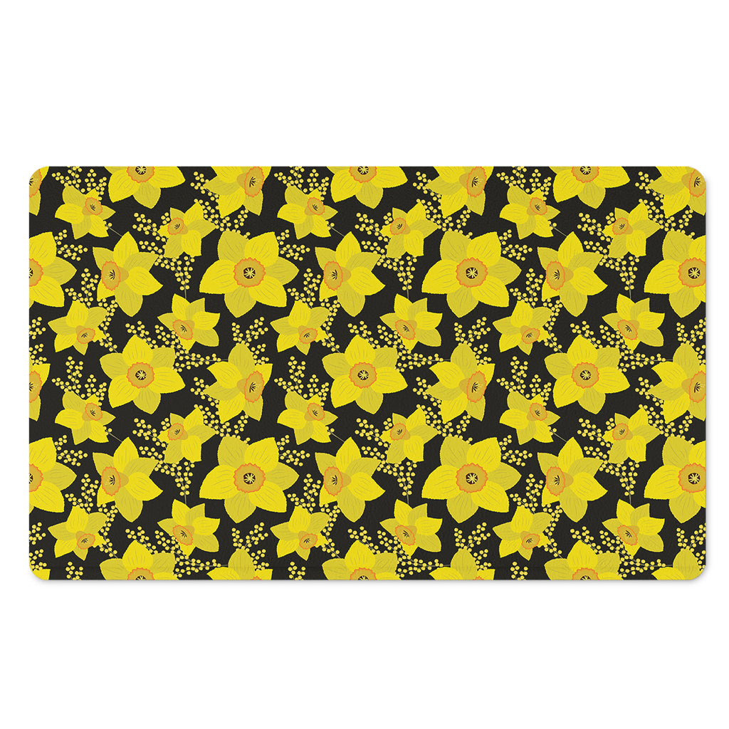 Daffodil And Mimosa Pattern Print Polyester Doormat