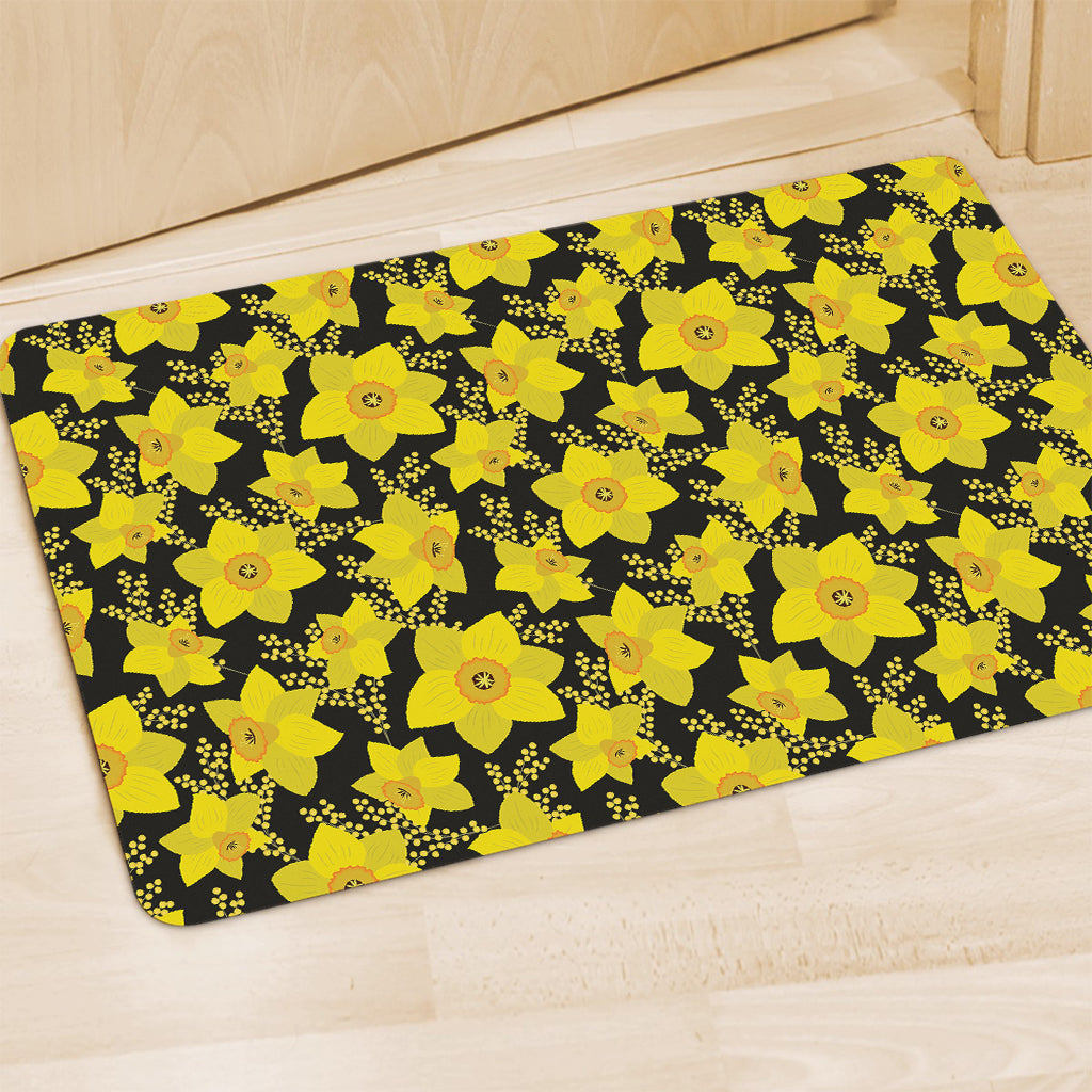 Daffodil And Mimosa Pattern Print Polyester Doormat