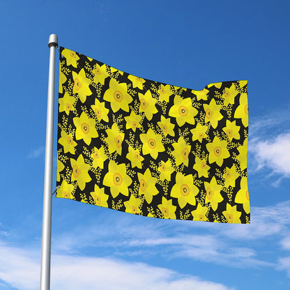 Daffodil And Mimosa Pattern Print Polyester Flag