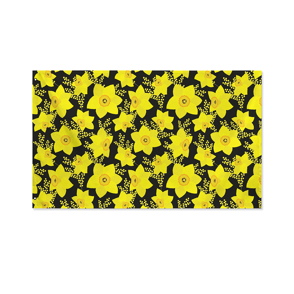 Daffodil And Mimosa Pattern Print Polyester Flag