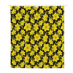 Daffodil And Mimosa Pattern Print Polyester Shower Curtain