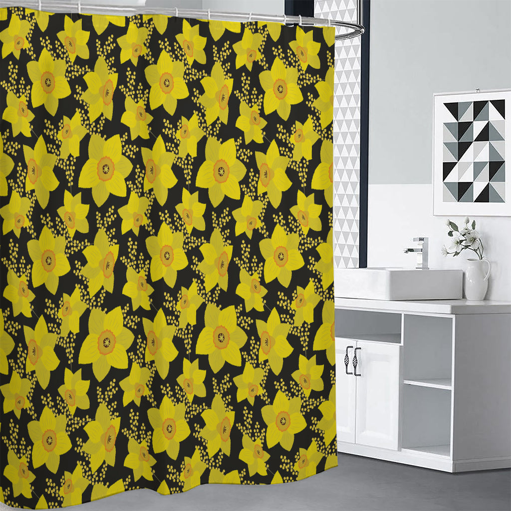 Daffodil And Mimosa Pattern Print Premium Shower Curtain