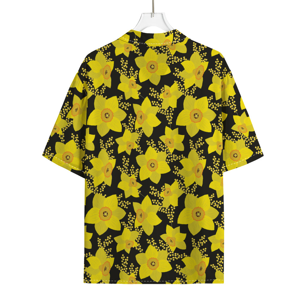 Daffodil And Mimosa Pattern Print Rayon Hawaiian Shirt