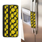 Daffodil And Mimosa Pattern Print Refrigerator Handle Covers
