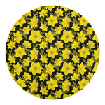 Daffodil And Mimosa Pattern Print Round Blanket