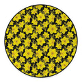 Daffodil And Mimosa Pattern Print Round Floor Mat