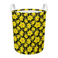 Daffodil And Mimosa Pattern Print Round Laundry Basket