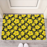Daffodil And Mimosa Pattern Print Rubber Doormat
