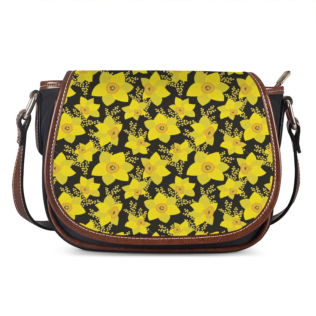 Daffodil And Mimosa Pattern Print Saddle Bag