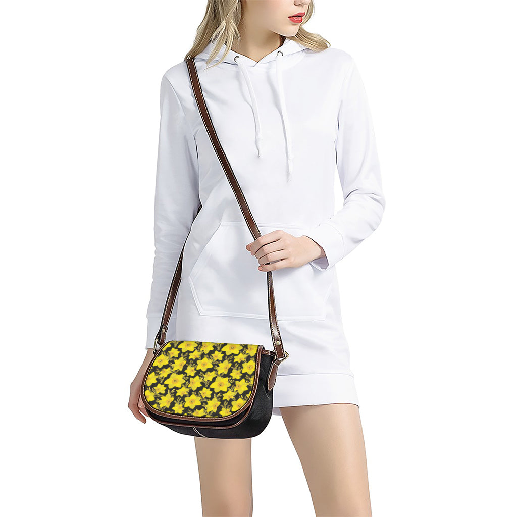 Daffodil And Mimosa Pattern Print Saddle Bag