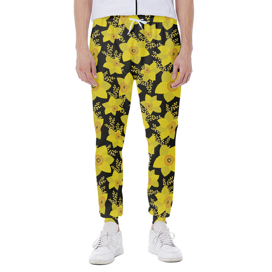Daffodil And Mimosa Pattern Print Scuba Joggers