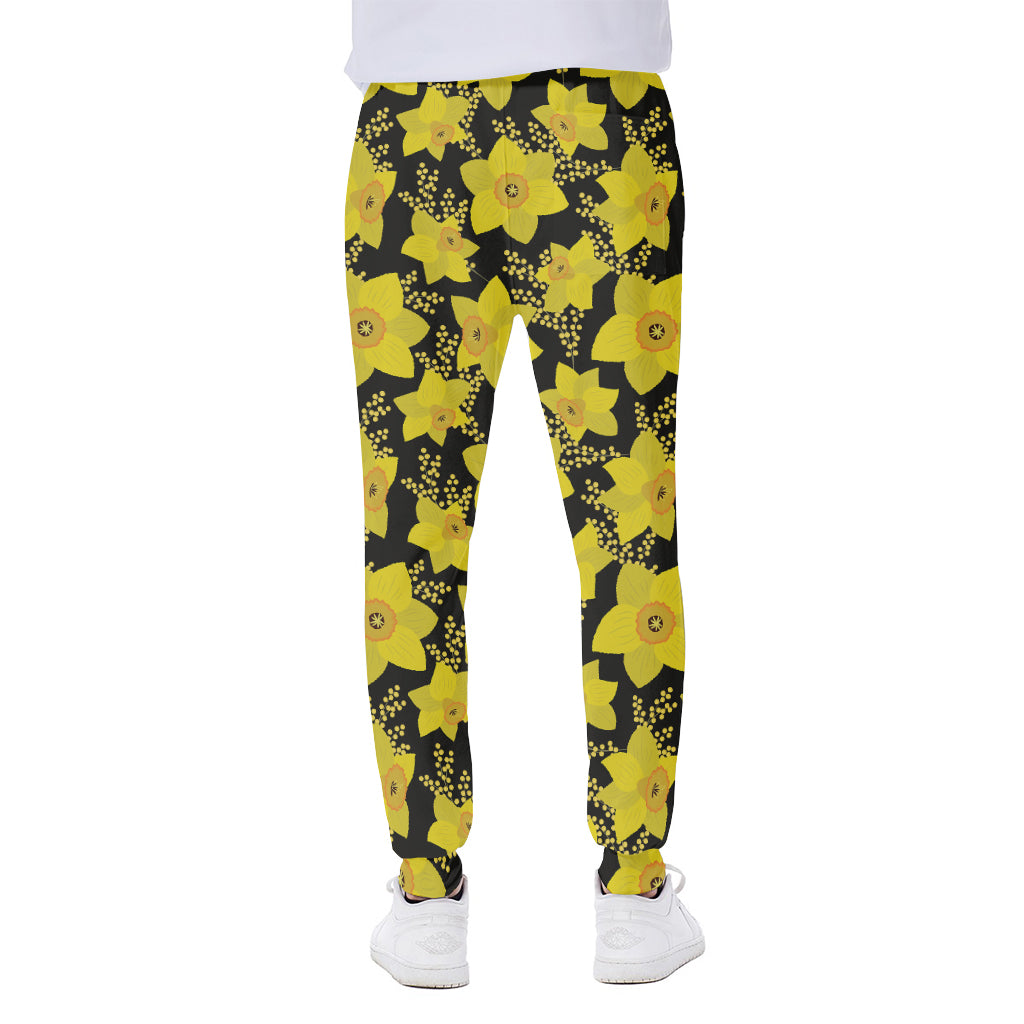 Daffodil And Mimosa Pattern Print Scuba Joggers