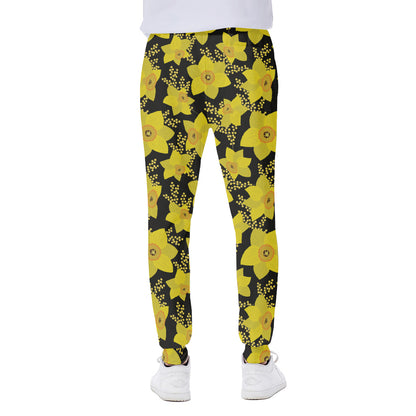 Daffodil And Mimosa Pattern Print Scuba Joggers